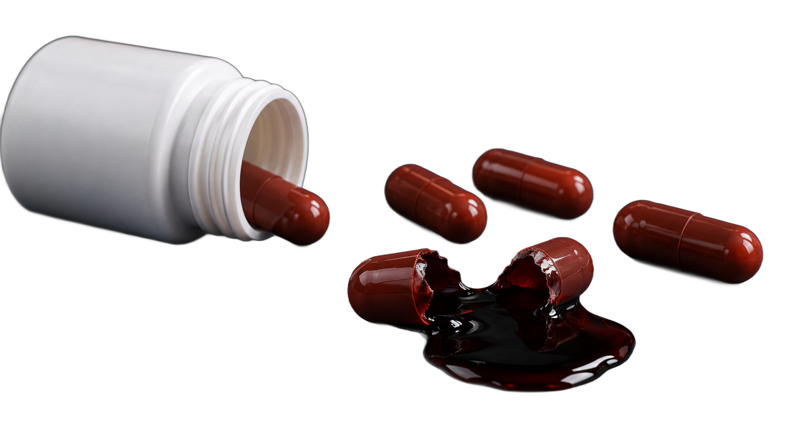 ATI-105 capsules spilling from an open bottle